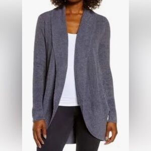 Barefoot Dreams CozyChic Lite Circle Cardigan Gray Open Front Size M